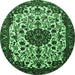 Round Medallion Emerald Green Traditional Rug, tr1656emgrn