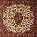 Square Machine Washable Medallion Brown Traditional Rug, wshtr1656brn