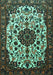 Machine Washable Medallion Turquoise Traditional Area Rugs, wshtr1656turq