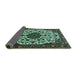 Sideview of Medallion Turquoise Traditional Rug, tr1656turq