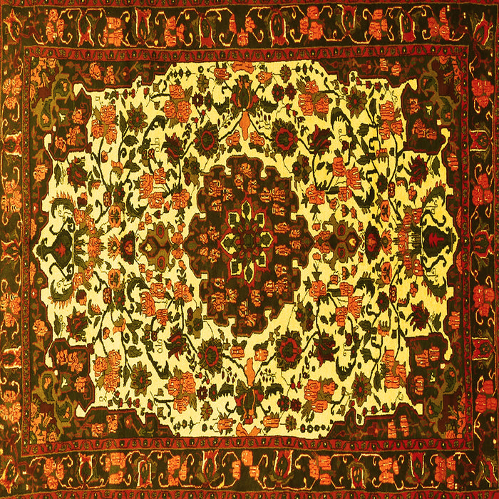 Square Medallion Yellow Traditional Rug, tr1656yw