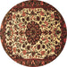 Round Medallion Brown Traditional Rug, tr1656brn