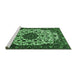 Sideview of Machine Washable Medallion Emerald Green Traditional Area Rugs, wshtr1656emgrn