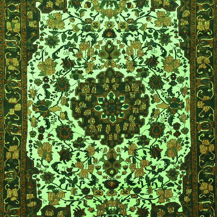 Medallion Green Traditional Rug, tr1656grn