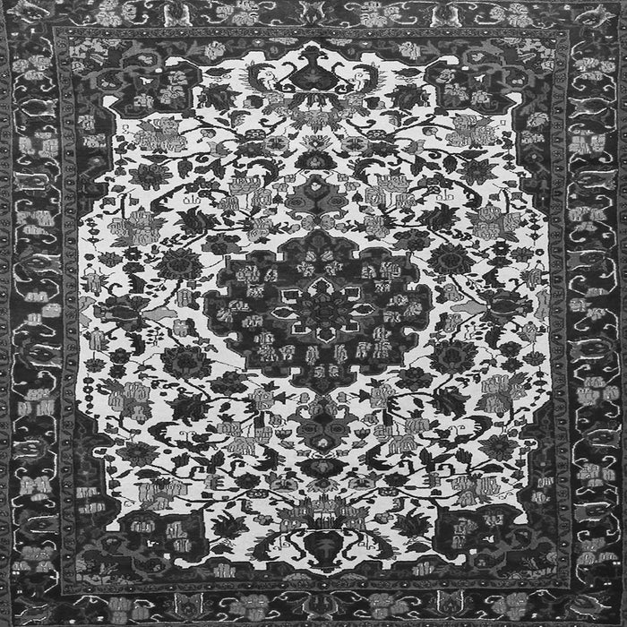 Round Machine Washable Medallion Gray Traditional Rug, wshtr1656gry
