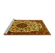 Sideview of Machine Washable Medallion Yellow Traditional Rug, wshtr1656yw