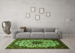 Machine Washable Medallion Green Traditional Area Rugs in a Living Room,, wshtr1656grn