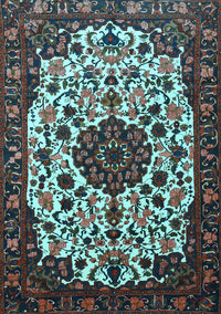 Medallion Light Blue Traditional Rug, tr1656lblu