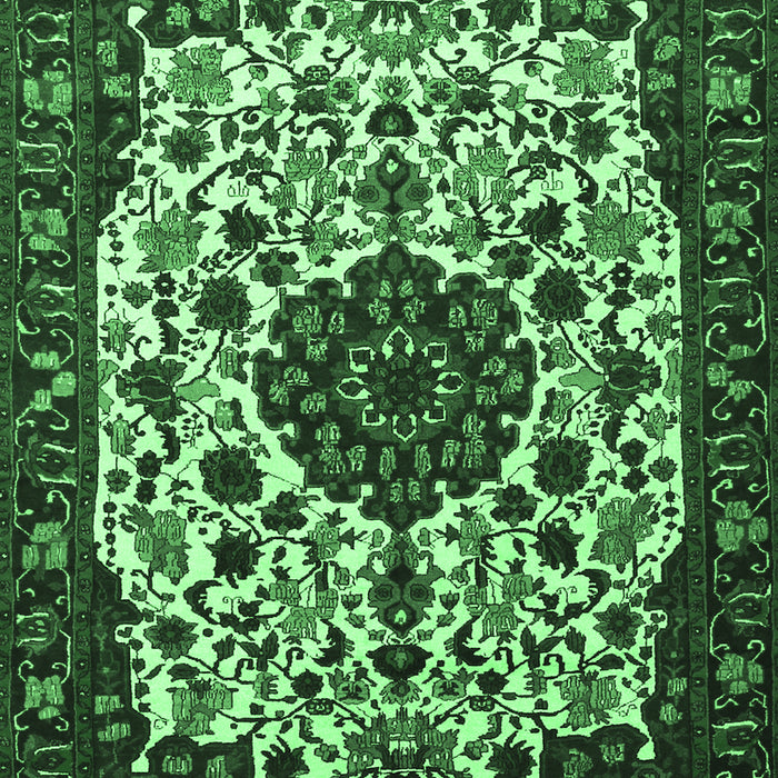 Machine Washable Medallion Emerald Green Traditional Area Rugs, wshtr1656emgrn