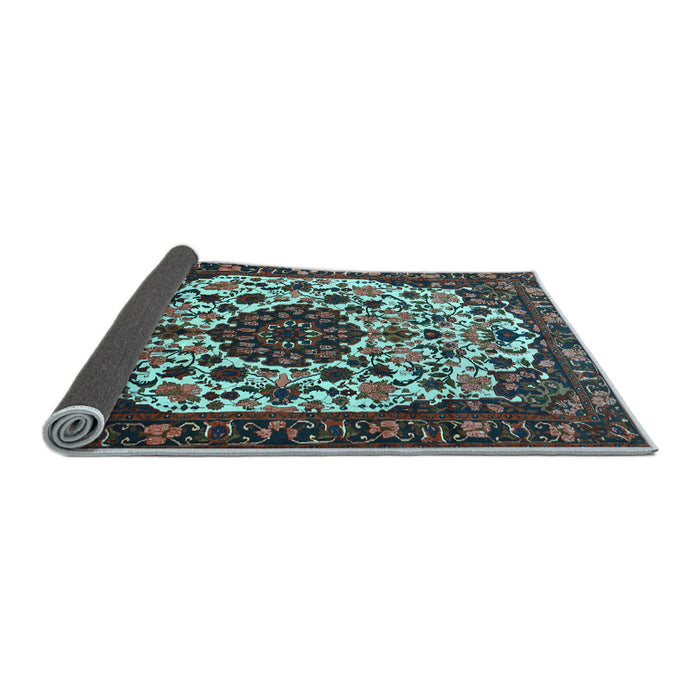 Sideview of Medallion Light Blue Traditional Rug, tr1656lblu