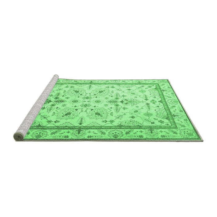 Sideview of Machine Washable Persian Emerald Green Traditional Area Rugs, wshtr1657emgrn