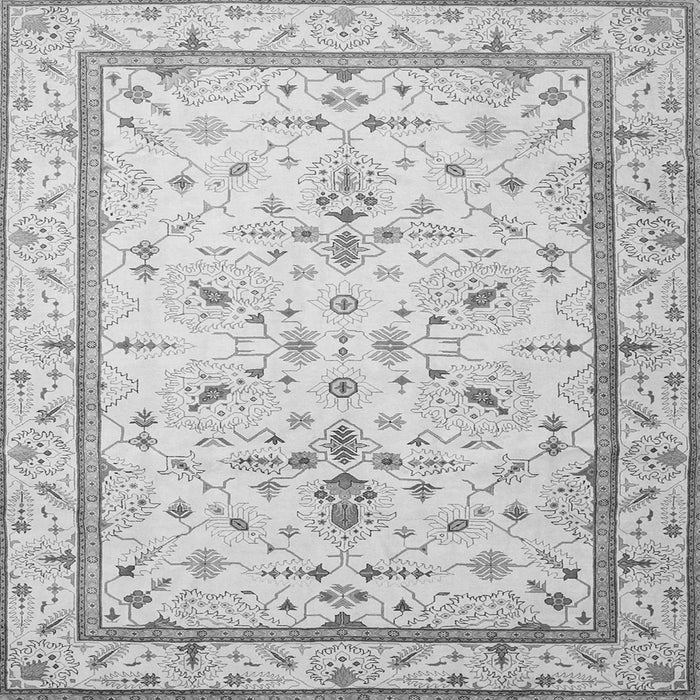 Round Machine Washable Persian Gray Traditional Rug, wshtr1657gry
