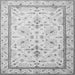 Round Machine Washable Persian Gray Traditional Rug, wshtr1657gry