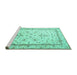 Sideview of Machine Washable Persian Turquoise Traditional Area Rugs, wshtr1657turq