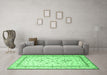 Machine Washable Persian Emerald Green Traditional Area Rugs in a Living Room,, wshtr1657emgrn