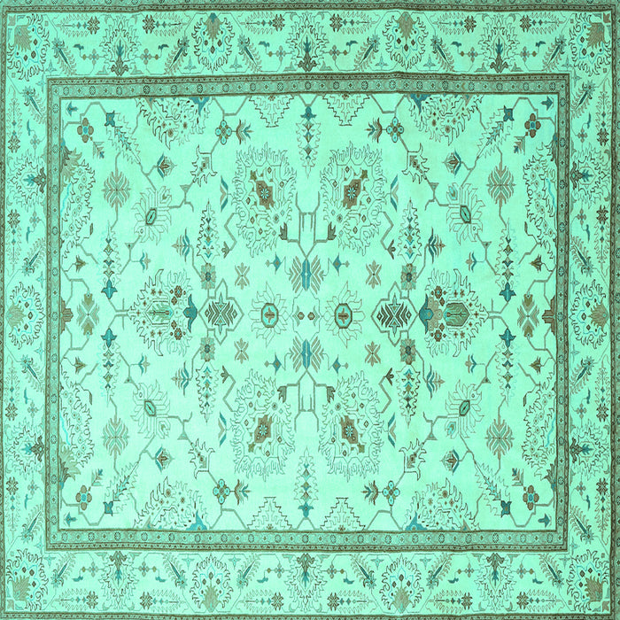 Square Machine Washable Persian Turquoise Traditional Area Rugs, wshtr1657turq