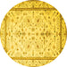 Round Persian Yellow Traditional Rug, tr1657yw