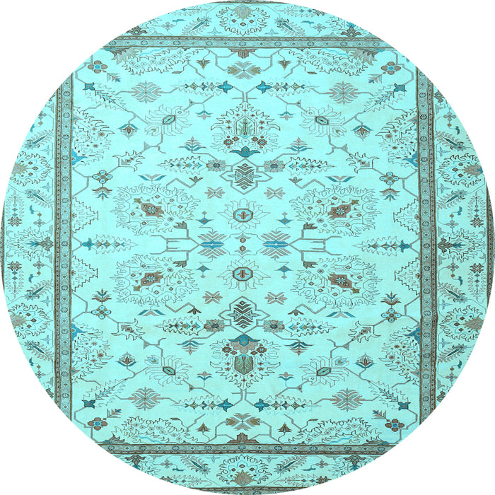Round Machine Washable Persian Light Blue Traditional Rug, wshtr1657lblu