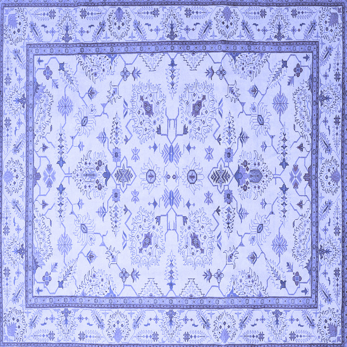 Square Machine Washable Persian Blue Traditional Rug, wshtr1657blu