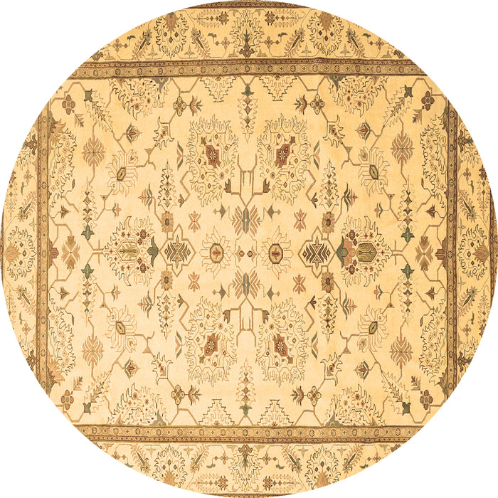 Round Machine Washable Persian Brown Traditional Rug, wshtr1657brn