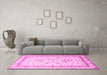 Machine Washable Persian Pink Traditional Rug in a Living Room, wshtr1657pnk