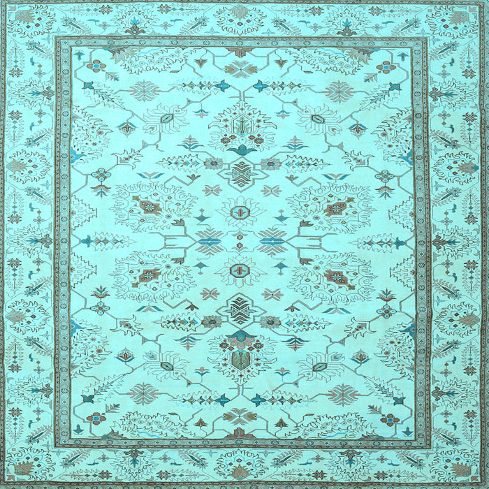 Square Machine Washable Persian Light Blue Traditional Rug, wshtr1657lblu