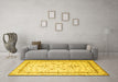 Machine Washable Persian Yellow Traditional Rug in a Living Room, wshtr1657yw