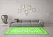 Machine Washable Persian Green Traditional Area Rugs in a Living Room,, wshtr1657grn