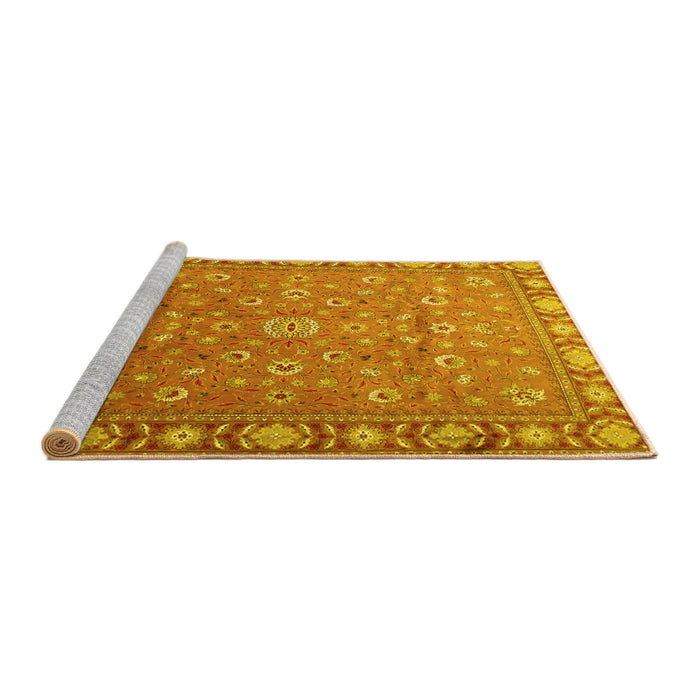 Sideview of Machine Washable Persian Yellow Traditional Rug, wshtr1658yw