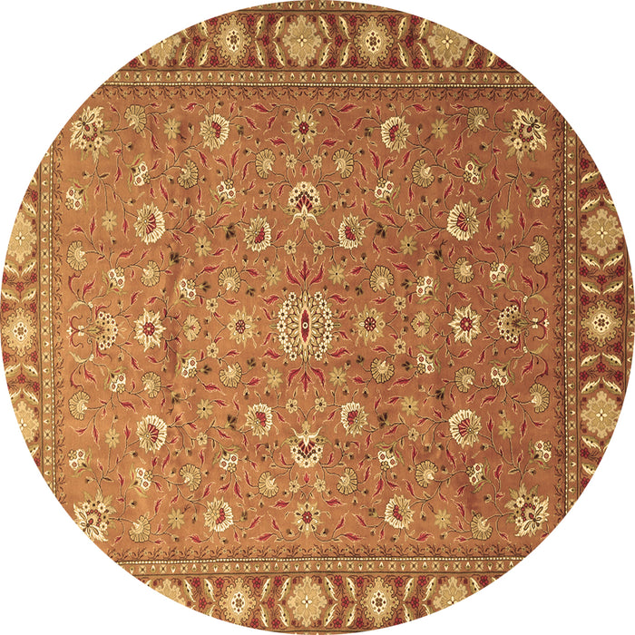 Round Machine Washable Persian Brown Traditional Rug, wshtr1658brn