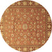 Round Machine Washable Persian Brown Traditional Rug, wshtr1658brn