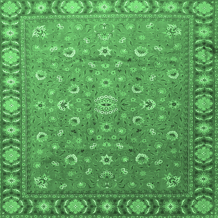 Square Persian Emerald Green Traditional Rug, tr1658emgrn