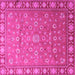 Square Machine Washable Persian Pink Traditional Rug, wshtr1658pnk