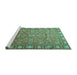 Sideview of Machine Washable Persian Turquoise Traditional Area Rugs, wshtr1658turq