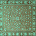 Square Machine Washable Persian Turquoise Traditional Area Rugs, wshtr1658turq