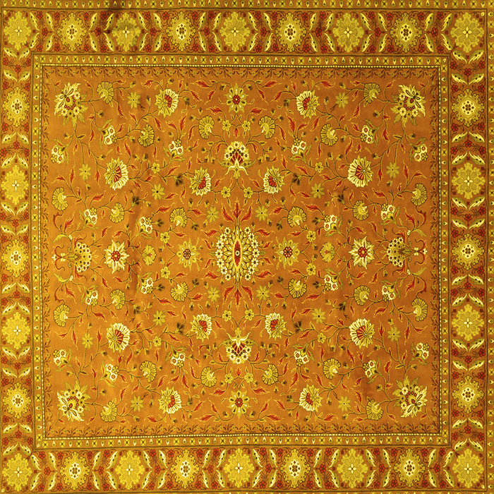 Square Machine Washable Persian Yellow Traditional Rug, wshtr1658yw