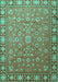 Machine Washable Persian Turquoise Traditional Area Rugs, wshtr1658turq