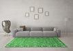 Machine Washable Persian Emerald Green Traditional Area Rugs in a Living Room,, wshtr1658emgrn