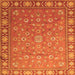 Round Machine Washable Persian Orange Traditional Area Rugs, wshtr1658org