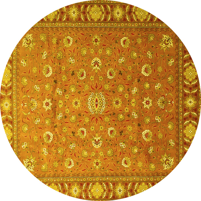 Round Persian Yellow Traditional Rug, tr1658yw