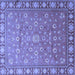 Square Machine Washable Persian Blue Traditional Rug, wshtr1658blu