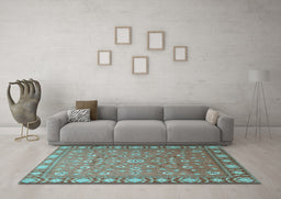Machine Washable Persian Light Blue Traditional Rug in a Living Room, wshtr1658lblu
