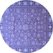 Round Machine Washable Persian Blue Traditional Rug, wshtr1658blu