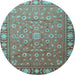 Round Machine Washable Persian Light Blue Traditional Rug, wshtr1658lblu