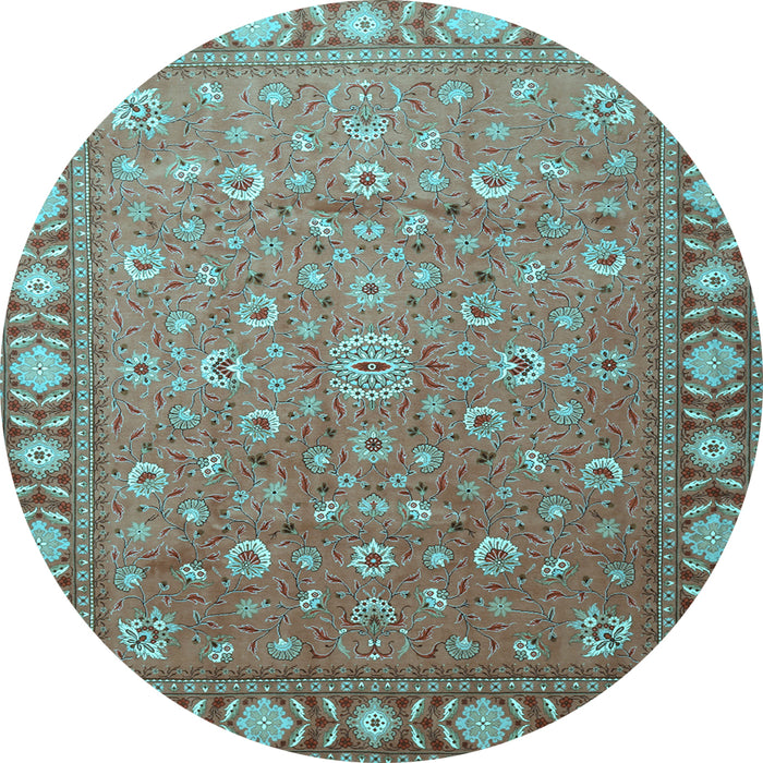Round Persian Light Blue Traditional Rug, tr1658lblu