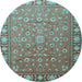 Round Persian Light Blue Traditional Rug, tr1658lblu