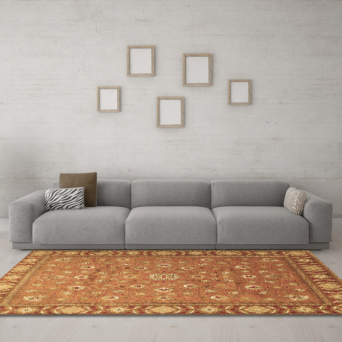 Machine Washable Persian Brown Traditional Rug in a Living Room,, wshtr1658brn