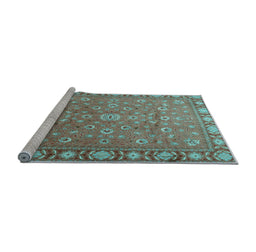 Sideview of Machine Washable Persian Light Blue Traditional Rug, wshtr1658lblu