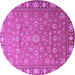 Round Machine Washable Persian Purple Traditional Area Rugs, wshtr1658pur