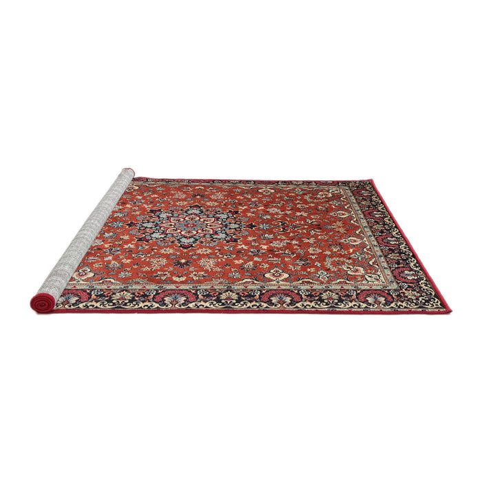 Sideview of Machine Washable Traditional Tomato Red Rug, wshtr1659